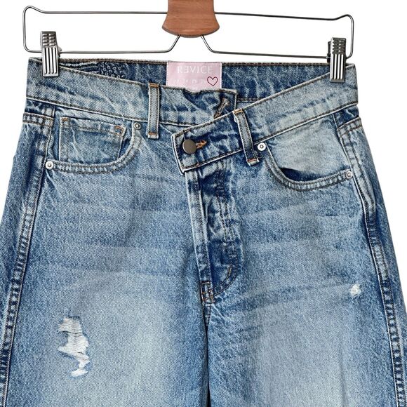 Revice Denim Jeans 90’s Baby Crossover Waist Women's 27 Medium Wash Distressed - Picture 3 of 9